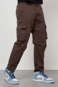 Купить Джинсы карго мужские с накладными карманами коричневого цвета 2421K, фото 7