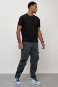 Купить Джинсы карго мужские с накладными карманами темно-серого цвета 2421TC, фото 10