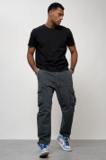 Купить Джинсы карго мужские с накладными карманами темно-серого цвета 2421TC, фото 2