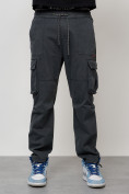 Купить Джинсы карго мужские с накладными карманами темно-серого цвета 2421TC, фото 4