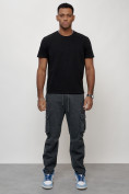 Купить Джинсы карго мужские с накладными карманами темно-серого цвета 2421TC, фото 8
