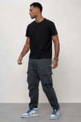 Купить Джинсы карго мужские с накладными карманами темно-серого цвета 2421TC, фото 9