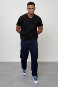 Купить Джинсы карго мужские с накладными карманами темно-синего цвета 2421TS, фото 11