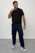 Купить Джинсы карго мужские с накладными карманами темно-синего цвета 2421TS, фото 12