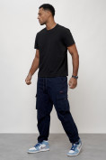Купить Джинсы карго мужские с накладными карманами темно-синего цвета 2421TS, фото 2