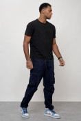 Купить Джинсы карго мужские с накладными карманами темно-синего цвета 2421TS, фото 3