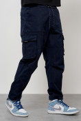 Купить Джинсы карго мужские с накладными карманами темно-синего цвета 2421TS, фото 7