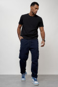 Купить Джинсы карго мужские с накладными карманами темно-синего цвета 2421TS, фото 9