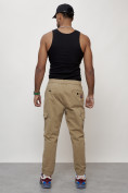 Купить Джинсы карго мужские с накладными карманами бежевого цвета 2422B, фото 6