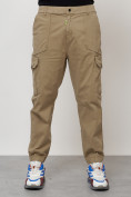 Купить Джинсы карго мужские с накладными карманами бежевого цвета 2422B, фото 7