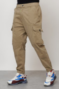 Купить Джинсы карго мужские с накладными карманами бежевого цвета 2422B, фото 8