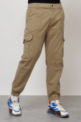 Купить Джинсы карго мужские с накладными карманами бежевого цвета 2422B, фото 9