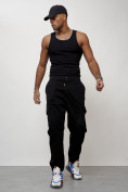 Купить Джинсы карго мужские с накладными карманами черного цвета 2422Ch, фото 11