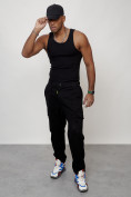 Купить Джинсы карго мужские с накладными карманами черного цвета 2422Ch, фото 12