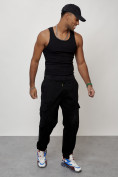 Купить Джинсы карго мужские с накладными карманами черного цвета 2422Ch, фото 13