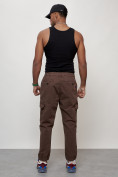 Купить Джинсы карго мужские с накладными карманами коричневого цвета 2422K, фото 10