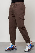 Купить Джинсы карго мужские с накладными карманами коричневого цвета 2422K, фото 2
