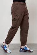 Купить Джинсы карго мужские с накладными карманами коричневого цвета 2422K, фото 3