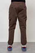Купить Джинсы карго мужские с накладными карманами коричневого цвета 2422K, фото 4