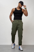 Купить Джинсы карго мужские с накладными карманами цвета хаки 2422Kh, фото 5