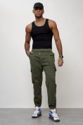 Купить Джинсы карго мужские с накладными карманами цвета хаки 2422Kh, фото 6