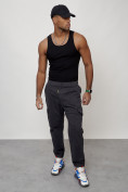 Купить Джинсы карго мужские с накладными карманами темно-серого цвета 2422TC, фото 11