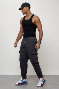 Купить Джинсы карго мужские с накладными карманами темно-серого цвета 2422TC, фото 2