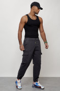 Купить Джинсы карго мужские с накладными карманами темно-серого цвета 2422TC, фото 3