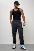 Купить Джинсы карго мужские с накладными карманами темно-серого цвета 2422TC, фото 9