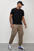 Купить Джинсы карго мужские с накладными карманами бежевого цвета 2423B, фото 11