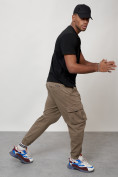 Купить Джинсы карго мужские с накладными карманами бежевого цвета 2423B, фото 3