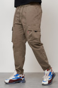 Купить Джинсы карго мужские с накладными карманами бежевого цвета 2423B, фото 6