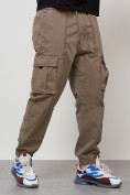 Купить Джинсы карго мужские с накладными карманами бежевого цвета 2423B, фото 7