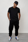 Купить Джинсы карго мужские с накладными карманами черного цвета 2423Ch, фото 2