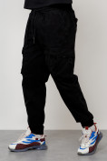 Купить Джинсы карго мужские с накладными карманами черного цвета 2423Ch, фото 4