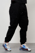 Купить Джинсы карго мужские с накладными карманами черного цвета 2423Ch, фото 5