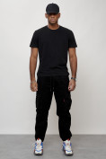 Купить Джинсы карго мужские с накладными карманами черного цвета 2423Ch, фото 7
