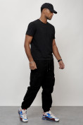 Купить Джинсы карго мужские с накладными карманами черного цвета 2423Ch, фото 9