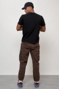 Купить Джинсы карго мужские с накладными карманами коричневого цвета 2423K, фото 12