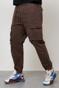 Купить Джинсы карго мужские с накладными карманами коричневого цвета 2423K, фото 2