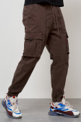 Купить Джинсы карго мужские с накладными карманами коричневого цвета 2423K, фото 3