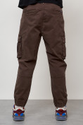 Купить Джинсы карго мужские с накладными карманами коричневого цвета 2423K, фото 4