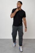 Купить Джинсы карго мужские с накладными карманами темно-серого цвета 2423TC, фото 11