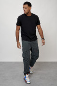 Купить Джинсы карго мужские с накладными карманами темно-серого цвета 2423TC, фото 12