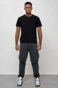 Купить Джинсы карго мужские с накладными карманами темно-серого цвета 2423TC, фото 3