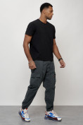 Купить Джинсы карго мужские с накладными карманами темно-серого цвета 2423TC, фото 5