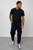 Купить Джинсы карго мужские с накладными карманами темно-синего цвета 2423TS, фото 11