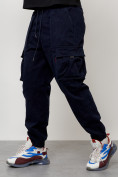 Купить Джинсы карго мужские с накладными карманами темно-синего цвета 2423TS, фото 4