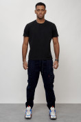 Купить Джинсы карго мужские с накладными карманами темно-синего цвета 2423TS, фото 7