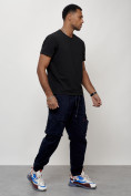 Купить Джинсы карго мужские с накладными карманами темно-синего цвета 2423TS, фото 9